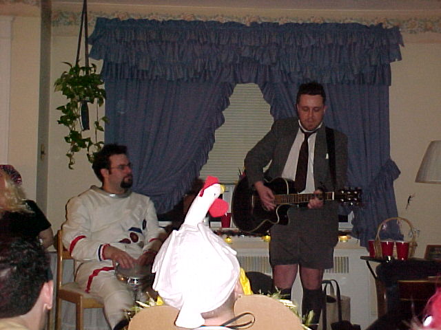 The Chicken watches as Chris and Emmett rock